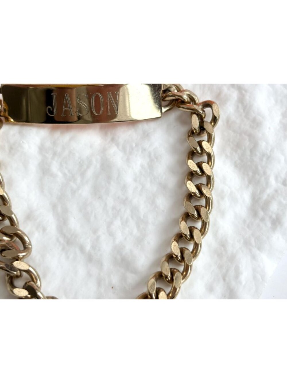 Chainlink Chunky "Jason" Carved Vintage 80's Style Panel Bracelet - Picture 7 of 14